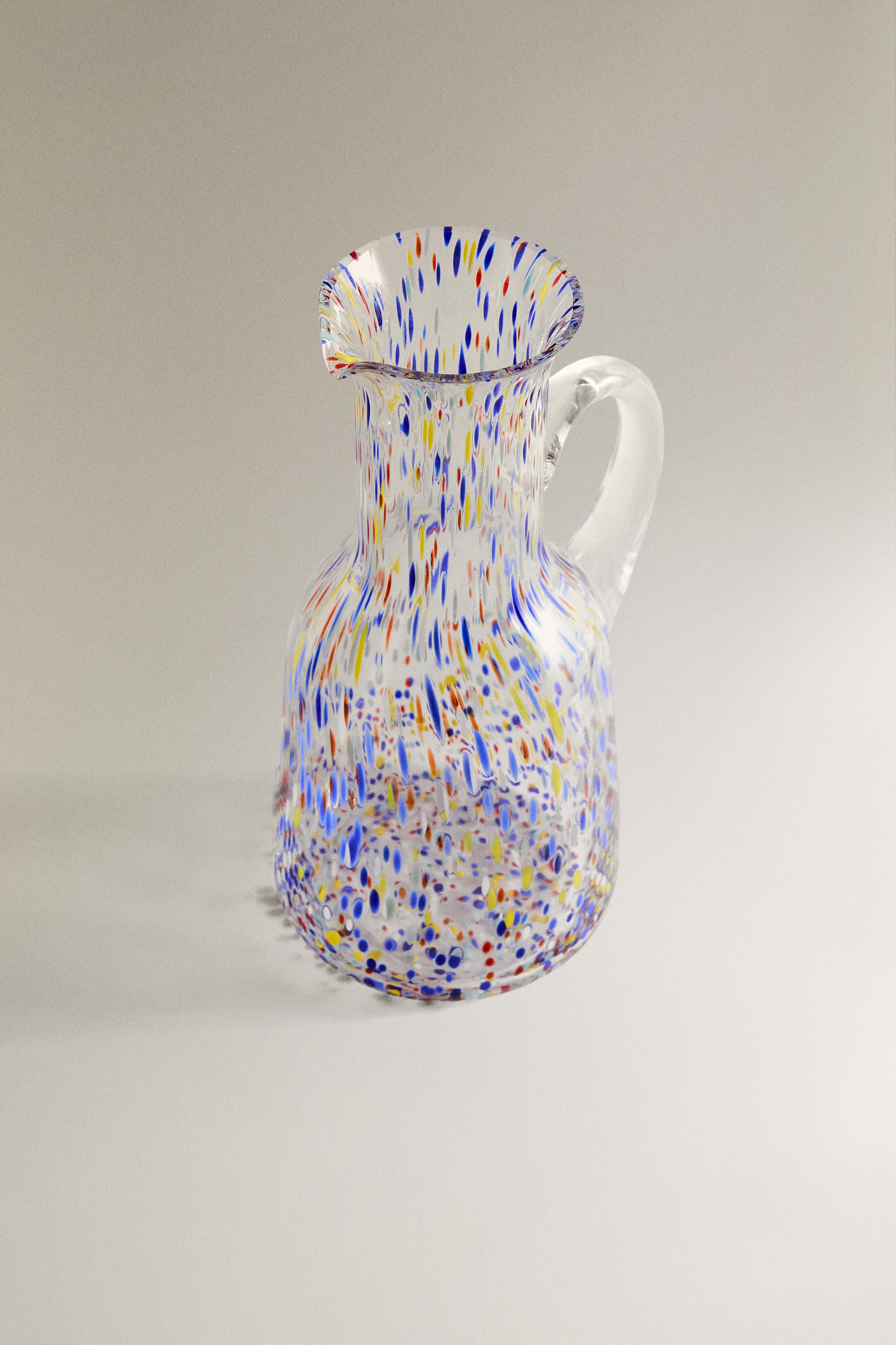 MULTICOLORED GLASS PITCHER